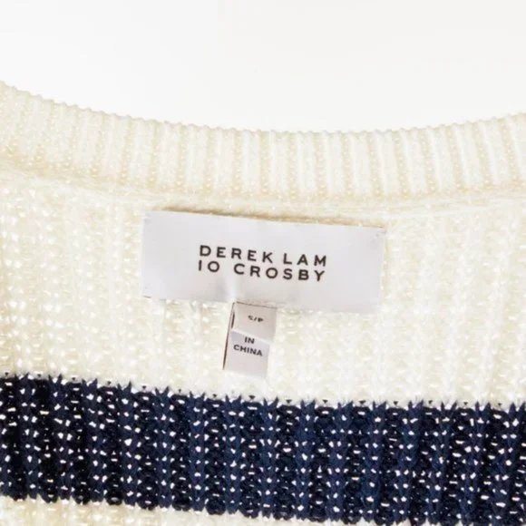 Derek Lam 10 Crosby Creme Striped Lace-Up Sweater